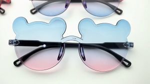 Childrens Glasses Sunglasses Kids UV Protection Sunglasses Boys Girls Childrens Frameless Glasses Fashion Cute Baby Bear Ear Sun Glasses Boys and Girls Lovelylife