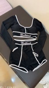 Bikini đi biển hai mảnh badblood viền trắng quần đùi cạp cao kín đáo che khuyết điểm