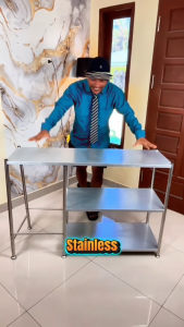 Kompor Gas 2 Tungku Full Besi Stainless Steel Meja Kompor Rak Dapur Serbaguna