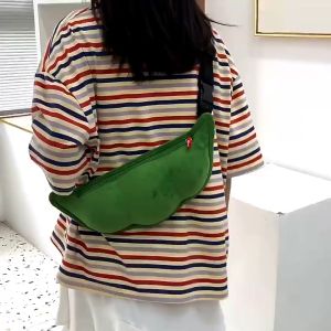 Edamame Shape Bag Green Creative Student Casual Funny Shoulder Chest