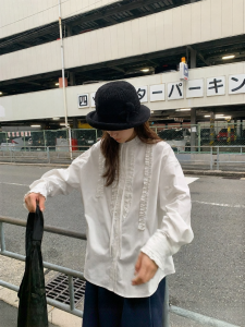 NIHAOKANONG | Áo Blouse Tay Dài Kiểu Pháp Có Tai