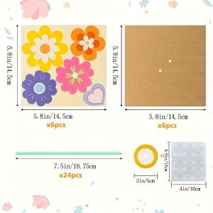 24pcs DIY Sunflower Bouquet Kit Paper Flowers for Mothers Day Teacher Gift with Cards & Ribbon No Vase Included