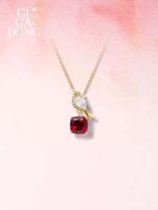 Ciga Long | Joy on Plum Branch Synthetic Ruby Earrings Necklace Set Chinese Jewelry Gift