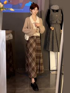 BIFEIMENG | Polo Collar School Style Elegant Knitted Dress