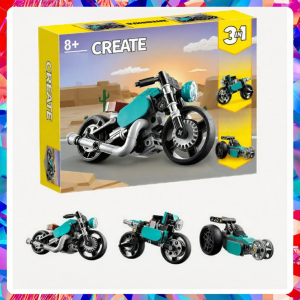 Educational 3-in-1 Creative Transformable Retro Motorcycle Building Block Toy