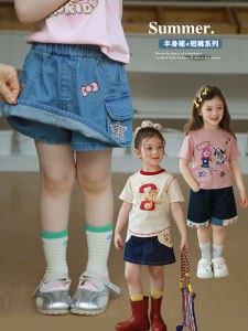 Cute Patchwork Embroidery Baby Girls Denim Mini Skirt Summer Outfit Childrens Pants Skirt Adorable Toddler Short Skirt