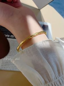 100% Original 18k Legally Pawned Saudi Gold Aesthetics Bamboo bracelets for women elegant lucky charm bracelet for 2024