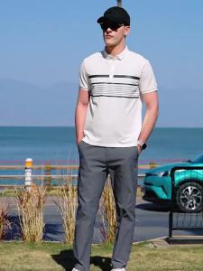 Enjeolon | Silk Luster Cotton High-End Business Casual POLO Shirt Summer Turn-Down Collar