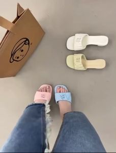 one for all พร้อมส่งจากไทย รองเท้าแฟชั่น TX458 สูง 4.5cm ระบบจับจีบ สำหรับการแต่งกาย สไตล์เกาหลี