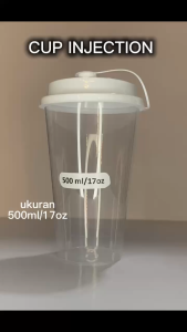 (SUMMER PLASTIC) [50PCS] CUP INJECTION FLAT 17oz/500ML GELAS THINWILL/GELAS PLASTIK TEBAL PREMIUM TAHAN PANAS  - CUP ONLY