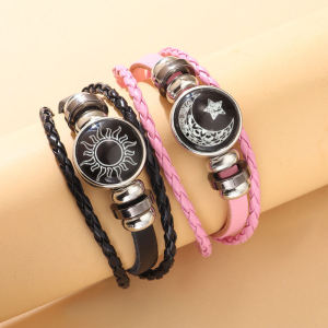 Corinna Sun Moon Lover Time Gemstone Bracelet Luminous Retro Bracelet Beaded Woven Bracelet Leather