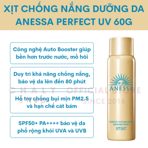 Xịt chống nắng dưỡng da Anessa Perfect UV Sunscreen Skincare Spray 60g Nhật