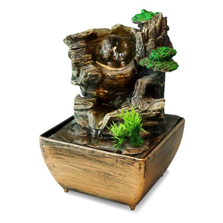 น้ำพุฮวงจุ้ย lights4u น้ำล้นโชคดี ระบบน้ำวน ไฟเปลี่ยนสี