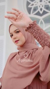 AQILALOVA Rania Gamis Set Hijab Syari Wanita Busui Lengan Balon Promo Cuci Gudang