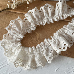 Pháp Cotton Vải Bông Ren Chất Liệu Viền DIY Handmade Váy Tay Áo Viền Cổ Tay Áo Vải Gathers Rộng Phụ Kiện May Vá Tại Nhà