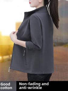 Spring Autumn Lightweight Sportswear Jacket Womens Casual Open Cardigan Sweatshirt Short Style Midlife Moms Top