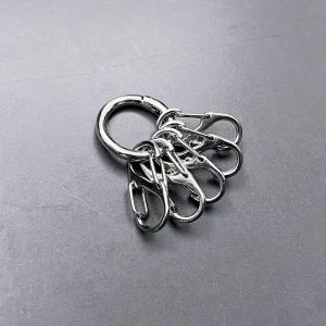High-End Metal Car Key Holder Business Waist Hanging Design Sense Keychain Anti-Loss 8 Character Rebound Buckle Ring