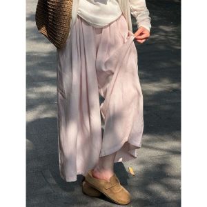 V.C.I | Pink Linen Cotton Culottes Womens Skirt Pants Summer Loose Casual