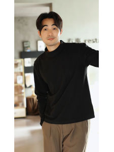 Mens Long Sleeve Base Shirt Cleanfit Half High Neck Sweater Heavyweight T-Shirt Outwear Autumn Winter Fashion Trend Polyester Fiber