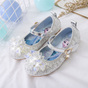 Princess Elsa Girls Shoes Crystal Sandals Soft Bottom Diamond-Encrusted Slip-On Kids Footwear for Spring Autumn Summer