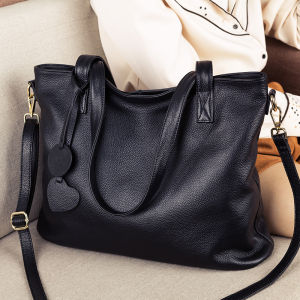 Fashionable Large Capacity Leather Tote Bag Commuter Womens Handbag Shoulder Crossbody Bag Stylish Pure Color Shopping Bag