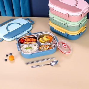 HOME UPGRADE DEPOT Bento Box Adult Lunch Box for Kids Keep Warm Thermal Lunch Container for Food 304 Stainless Steel Portable Insulated Food Containe with Bowl Safe Heating Through Microwave