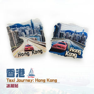 Magnetic Hong Kong Taxi Scene Souvenir Refrigerator Magnet 3D Relief Decorative Travel Keepsake Home Decorations