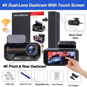 4K+4K Dual Dash Cam with 3.69" Touch Screen Front and Rear with WiFi App Car DVR Video Recorder G-Sensor Car Security System