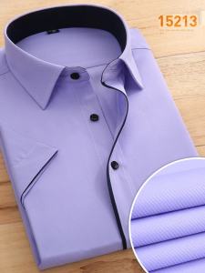 Áo Sơ Mi Nam Mùa Hè Mỏng Tay Ngắn Thường Ngày Màu Xanh Nhạt Sọc Công Sở Quần Áo Bảo Hộ Lao Động Sơ Mi Cổ Vuông Mỏng