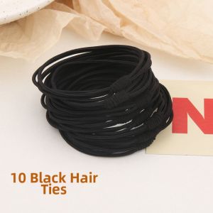 Black Hair Band Karev Elastic Hair Rope Simple Korean Style for Adults with High Elasticity for Braiding and Tying