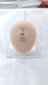 【QTG329】Crystal Heart Navel Belly Button Rings Barbell Navel Ring Piercing Body Jewelry[T]【WQ】
