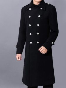 Mens Duster Mid Length Long Length above the Knee Woolen Outwear Youth Casual Business Company Image Work Clothes Lapel Coat
