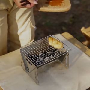 𝓜𝓜 Outdoor Picnic Portable Folding Stove Camping Equipment Stainless Steel Incinerator Grill Mini BBQ Charcoal Stove