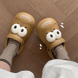 Couples Hole Hole Shoes Cute Big Eyes Slip-On Anti-Slip Sandals Mens Womens Summer Outdoor Wear Low Heel Flat Bottom EVA
