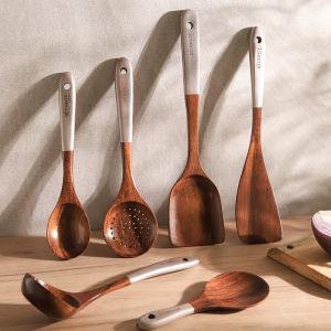 Non-Stick Heat-Resistant Wooden Cooking Spoons Kitchen Set