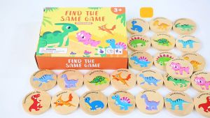 Wooden Match Memory Game for Kids Educational Toys Cartoon Dinosaur Puzzle Game Number Transportation Memory Chess Toy for Kids