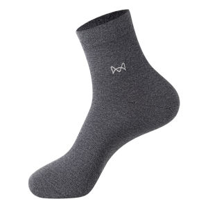 MiiOW | ถุงเท้าผู้ชายผ้าฝ้ายแท้ 100% ทรงบาง ครึ่งแข้ง ป้องกันแบคทีเรีย ดูดซับเหงื่อ สีดำ ถุงเท้าสำหรับธุรกิจ ป้องกันกลิ่น ถุงเท้าผู้ชาย