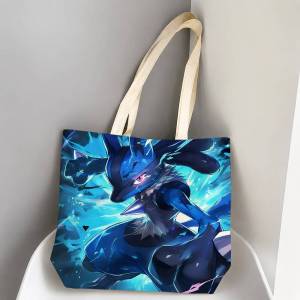 Bandai | Pokemon Johto Region Storage Bags Tote Bag Travel Summer Beach Shoulder Bag Reusable Grocery Shopping Bag Anime Artwork