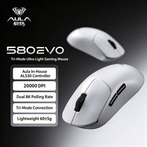 AULA | AULA SC580 EVO Tri-Mode Wireless Gaming Mouse Dual 8K Polling Rate 20000DPI AL530 Sensor 60g Lightweight Ergonomic for PC Laptop