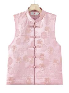 Womens Wind Vest 2024 New Autumn Winter Chinese Style Button up Cheongsam Outerwear Long Pants Loose Fit Retro Pattern