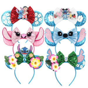 1pc Dumbo Mickey Ears Headband Stitch Sequin Bow Hairband Girls Boys Festival Party Cosplay DIY Hair Accessories