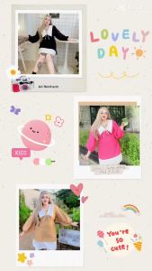 เดรสของขวัญ  เดรสปกคอวีทูโทนปลายกระโปรงขาวดีเทลแขนจั้ม