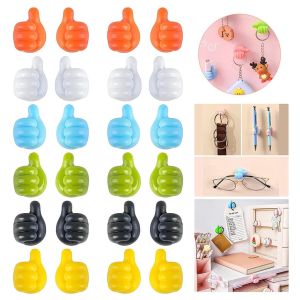 4/10Pcs Multifunctional Silicone Thumb Hooks Wire Desk Organizer Clip Data Cable Holder Self-Adhesive Key Hanger Hook Thumb Up Hook