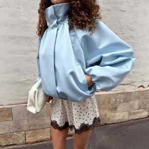 Solid Color 2026 Autumn New Fashion Loose Versatile Stand-up Collar Long-sleeved Jacket Womens Holiday Fashion Versatile Coat