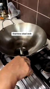 Stainless Steel SUS304 High Quality Thick Wok with Double Ears