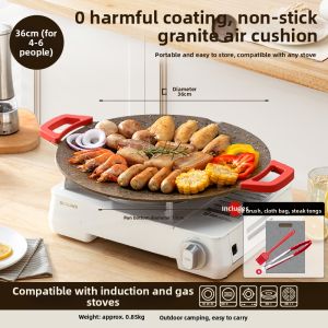 AMERCOOK | Outdoor & Home Korean Style Granite Grill Pan