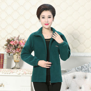 Mùa Thu Mùa Đông Thời Trang Áo Nỉ Áo Sweatshirt Tay Dài Lông Cừu Quần Áo Nữ Phong Cách Mẹ Trung Niên Polyester Fiber Khóa Kéo Túi Chi Tiết
