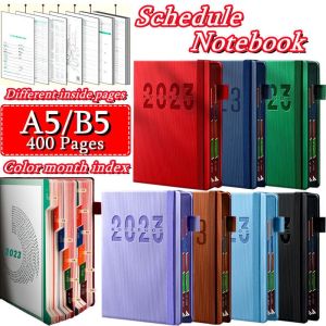 2023 Planner Book 400 Pages Schedule Notebook PU Leather Notepad Office Business Planner A5 B5 Diary Self Discipline Note Book