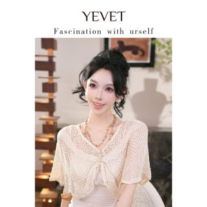 Khăn Choàng Cổ Mùa Hè Mỏng Rỗng Họa Tiết Gấu Trắng Phong Cách Hàn Quốc Mới Trang Trí Nút Áo Cổ Tròn