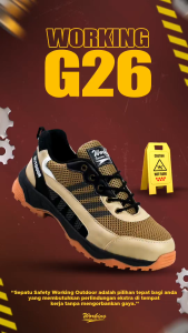 Sepatu Safety Shoes Ujung Besi G-26 Kerja Industry Proyek Gunung Adventur Size 38-43 Anti Slip Lapangan Outdoor